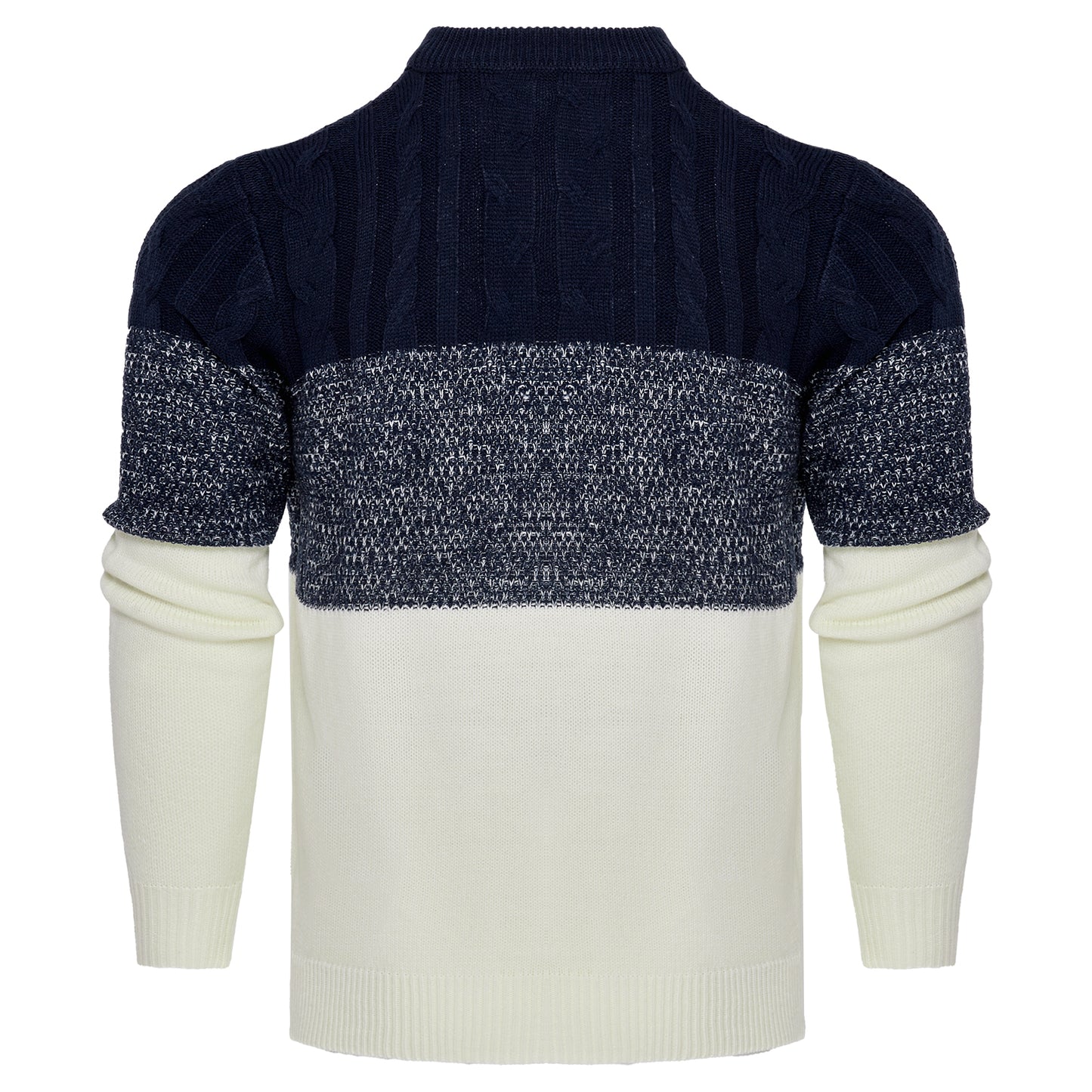 Men'S Casual Color Block Long Sleeve Cable Knit Pullover Sweater