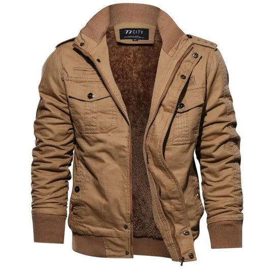 "Men's Black Cargo Winter Jacket - Thick, Warm, Multi-Pocket Casual Coat, High-Quality, Available up to 6XL"