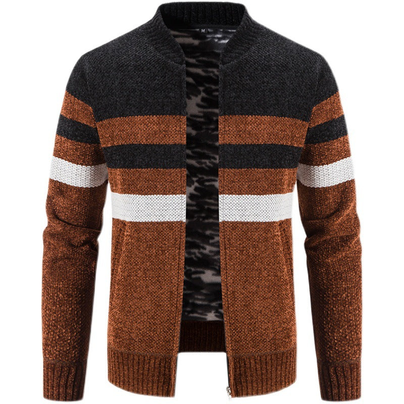New Men'S Casual Color Matching Sweater Coat Is Fashionable
