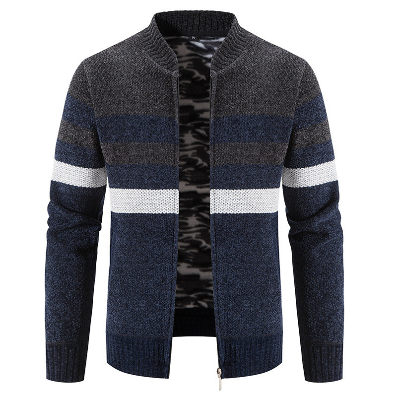 New Men'S Casual Color Matching Sweater Coat Is Fashionable