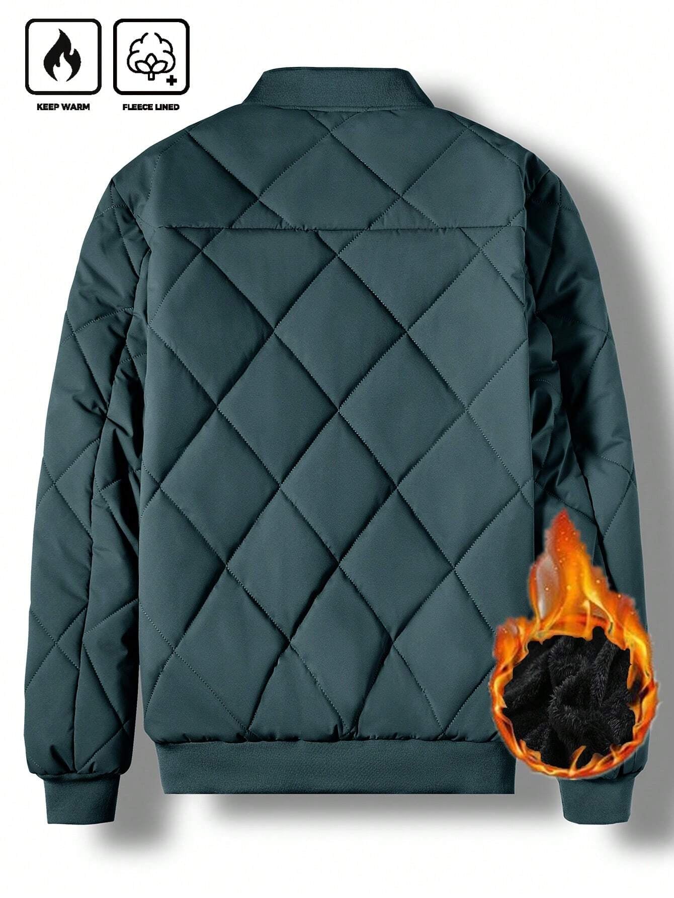 Manfinity Homme Loose Fit Men'S Solid Color Fleece Lined Bomber Jacket