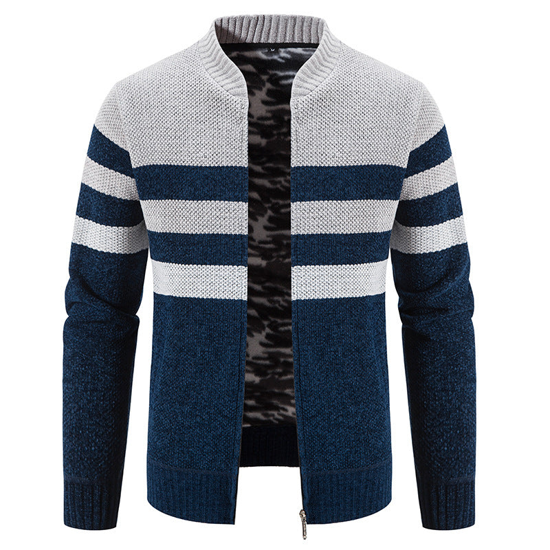 New Men'S Casual Color Matching Sweater Coat Is Fashionable