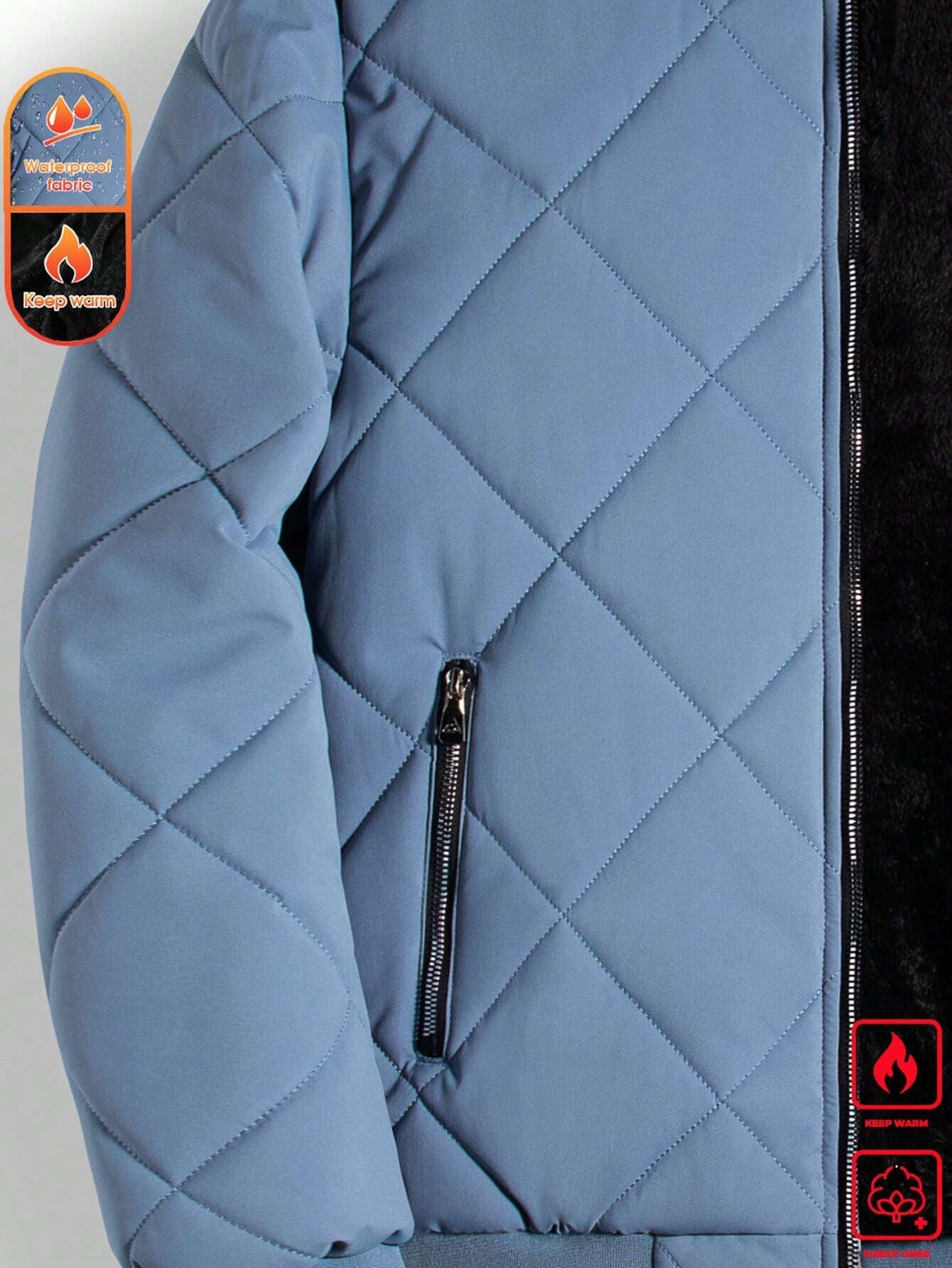 Manfinity Homme Loose Fit Men'S Solid Color Fleece Lined Bomber Jacket