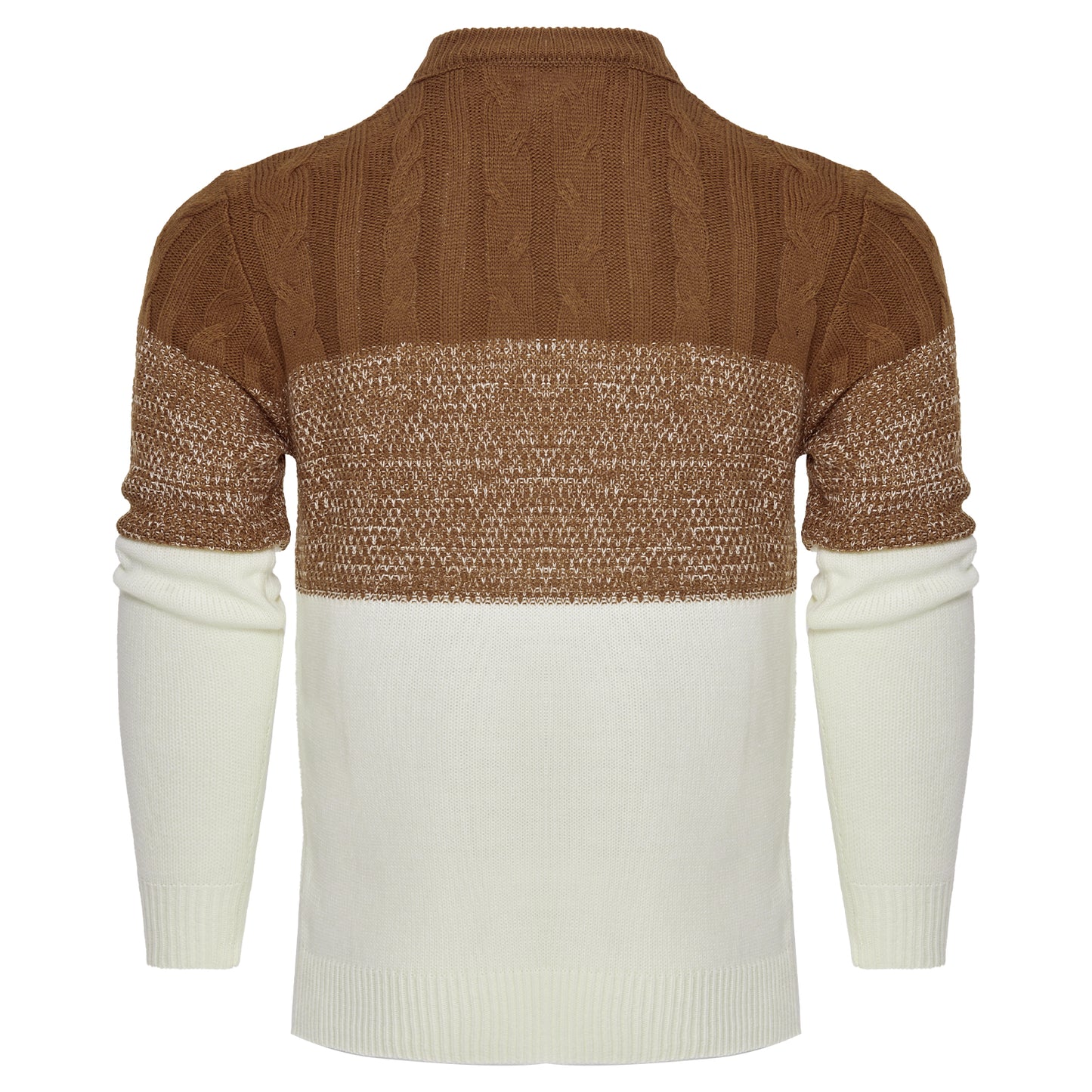 Men'S Casual Color Block Long Sleeve Cable Knit Pullover Sweater