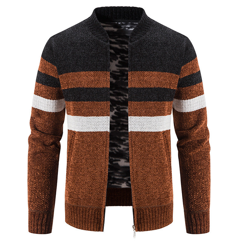 New Men'S Casual Color Matching Sweater Coat Is Fashionable