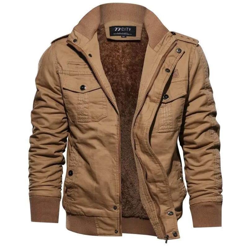 "Men's Black Cargo Winter Jacket - Thick, Warm, Multi-Pocket Casual Coat, High-Quality, Available up to 6XL"
