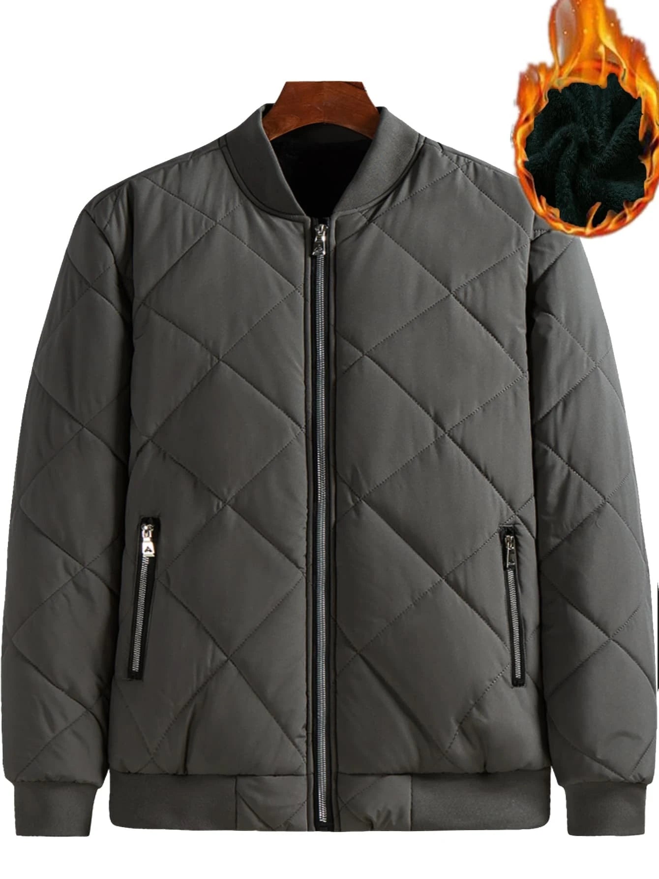 Manfinity Homme Loose Fit Men'S Solid Color Fleece Lined Bomber Jacket