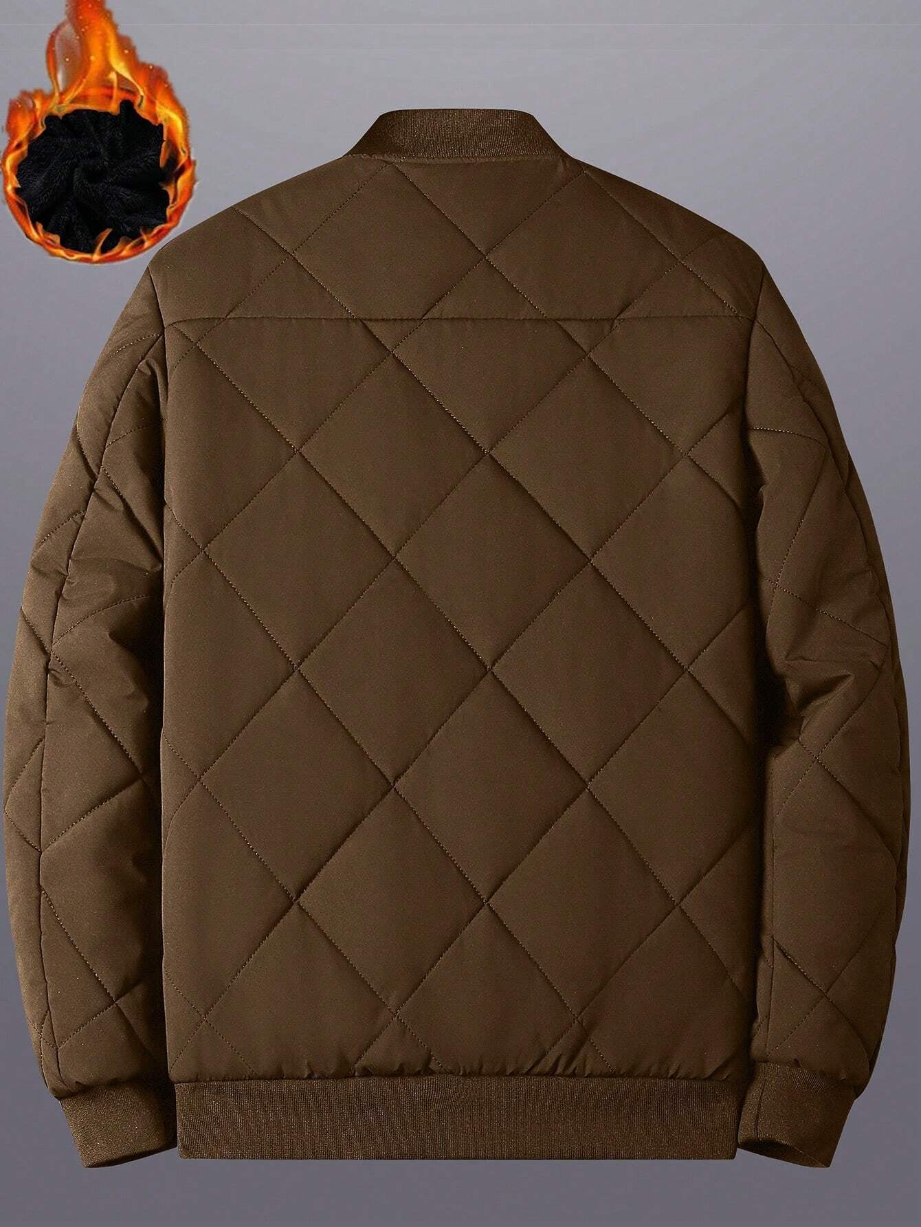 Manfinity Homme Loose Fit Men'S Solid Color Fleece Lined Bomber Jacket