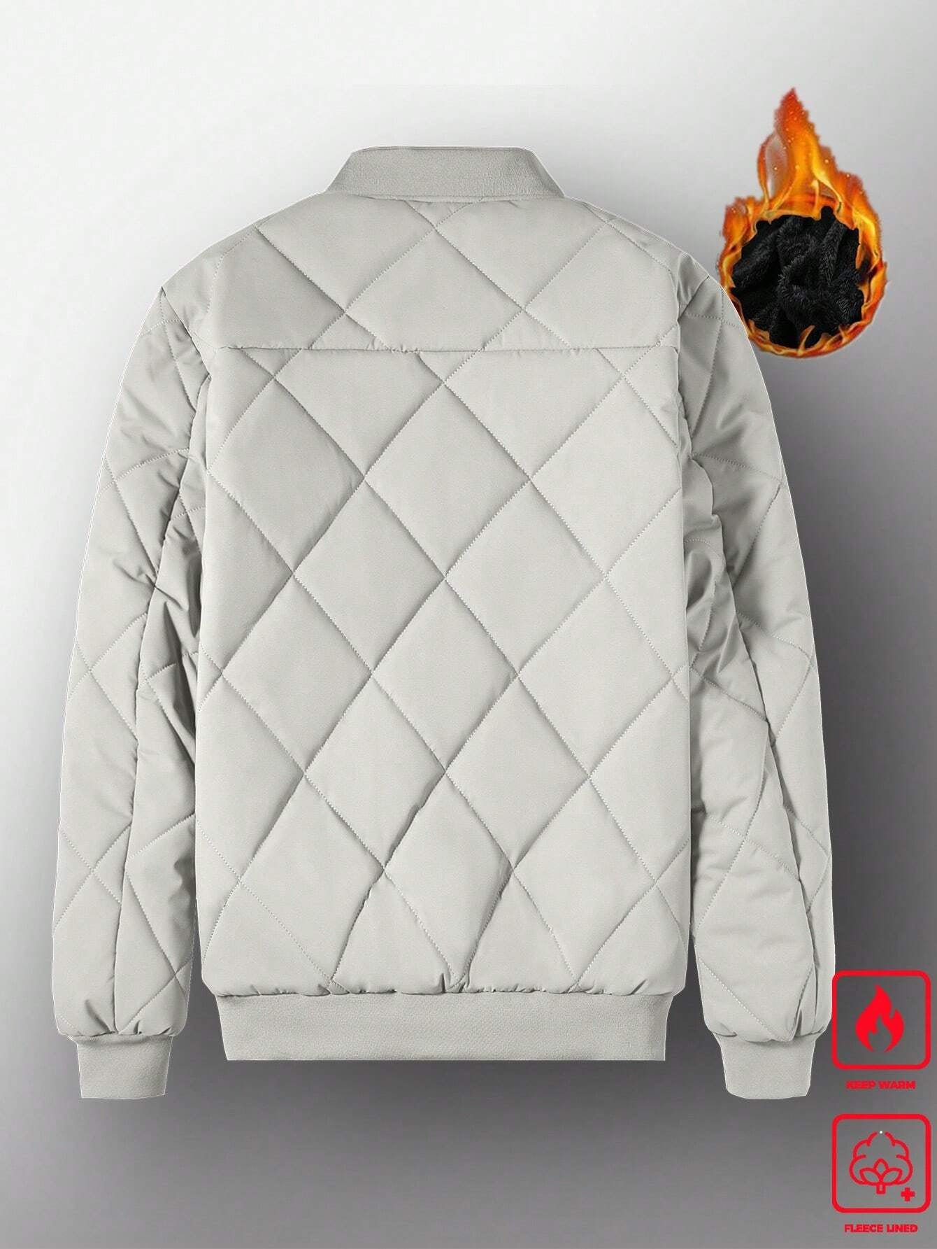 Manfinity Homme Loose Fit Men'S Solid Color Fleece Lined Bomber Jacket