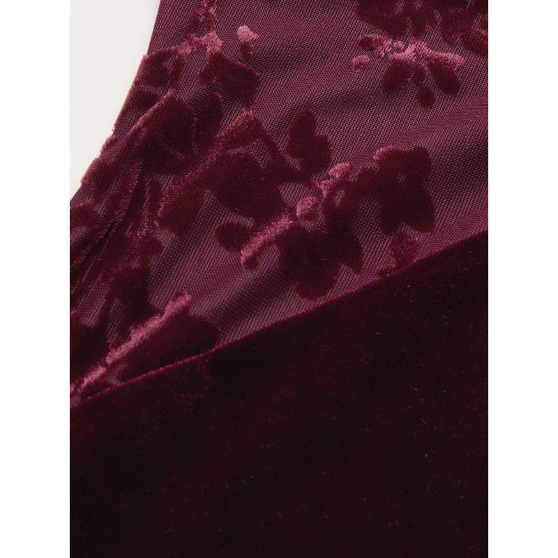 Cider [Size 0-22] Velvet V-Neck Floral Cut Out Knotted Midi Dress