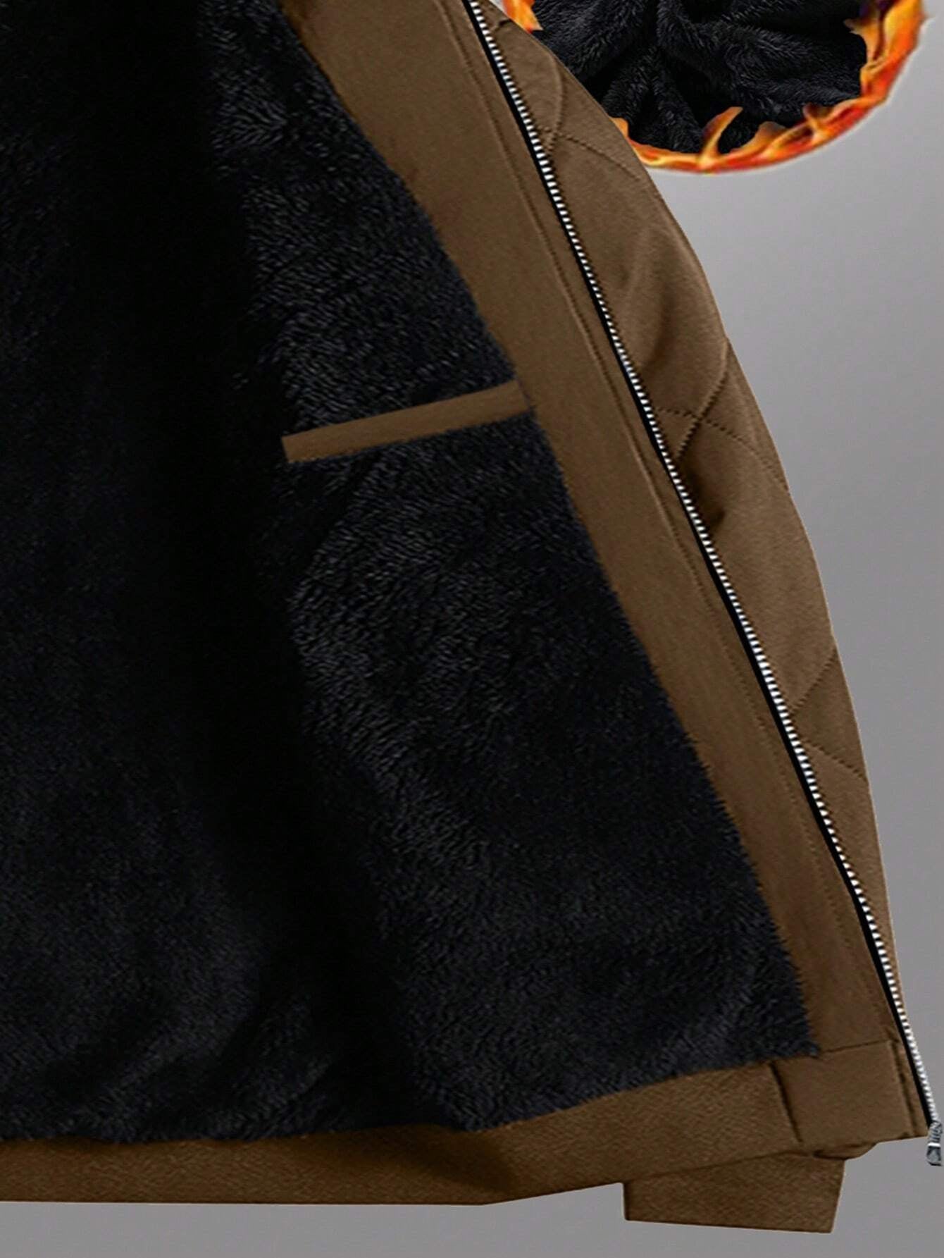 Manfinity Homme Loose Fit Men'S Solid Color Fleece Lined Bomber Jacket