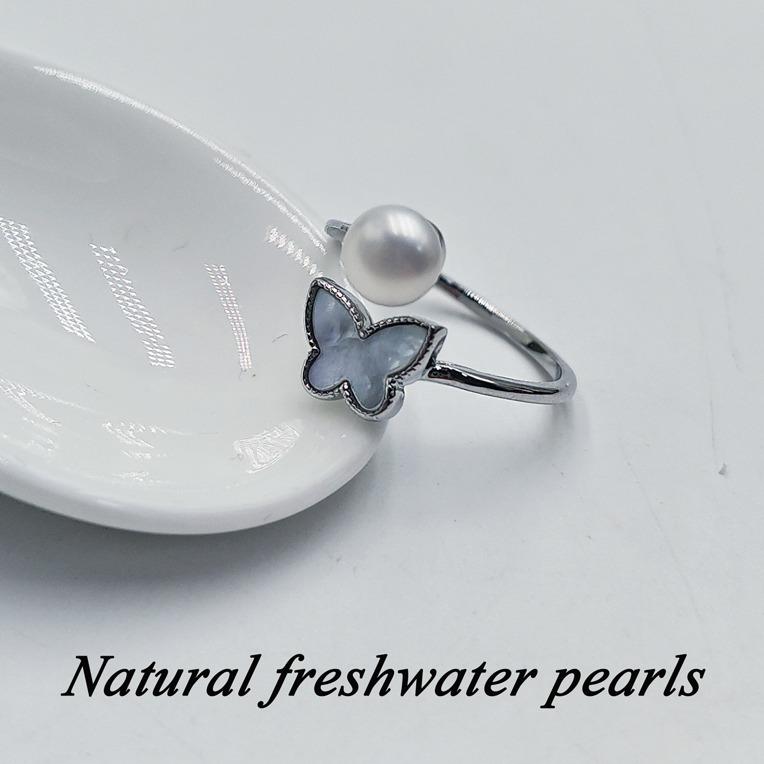 Natural Freshwater Pearl Ring High-Quality Animal Pattern Ring Women'S Daily Wear Ring