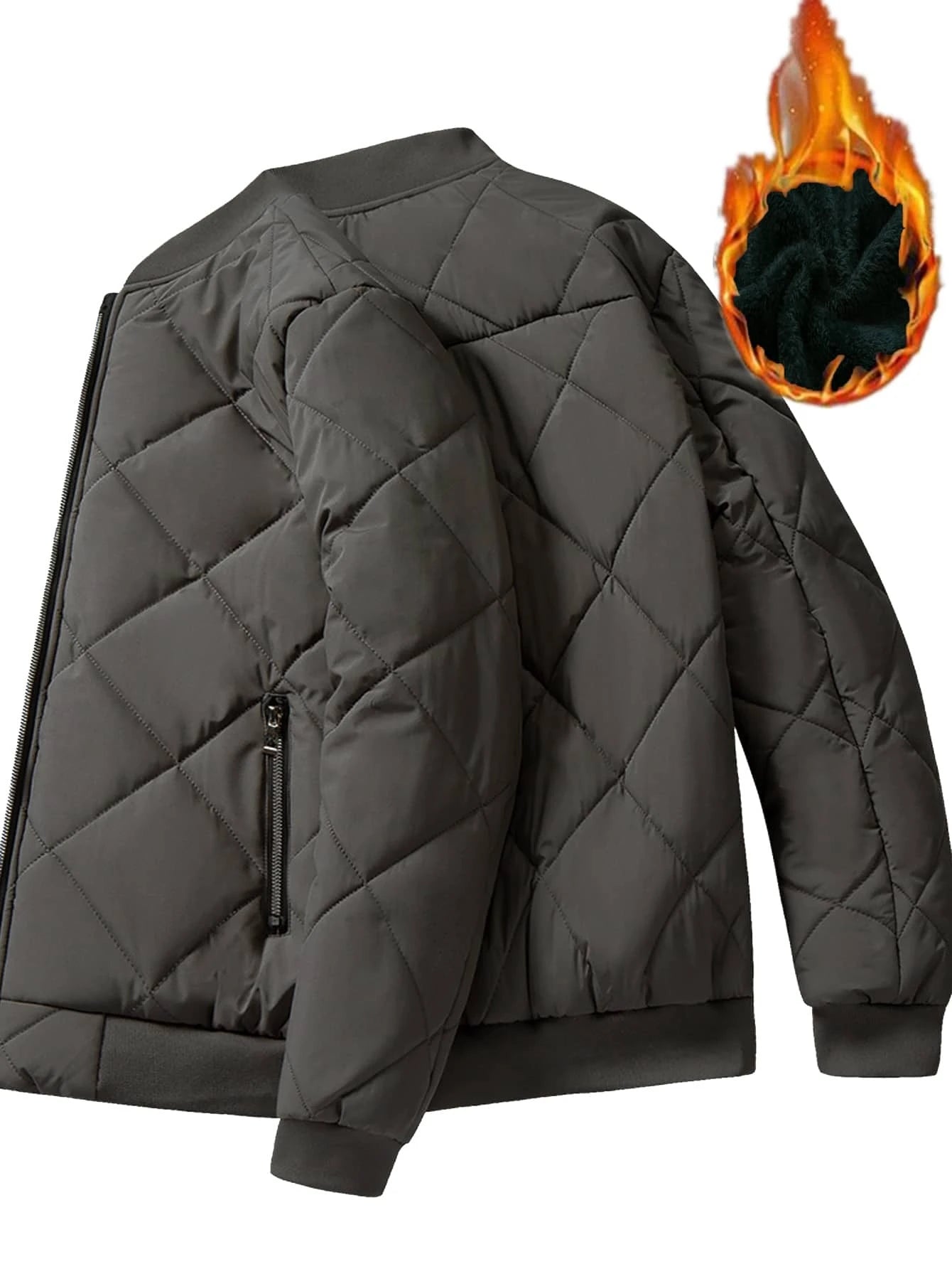 Manfinity Homme Loose Fit Men'S Solid Color Fleece Lined Bomber Jacket