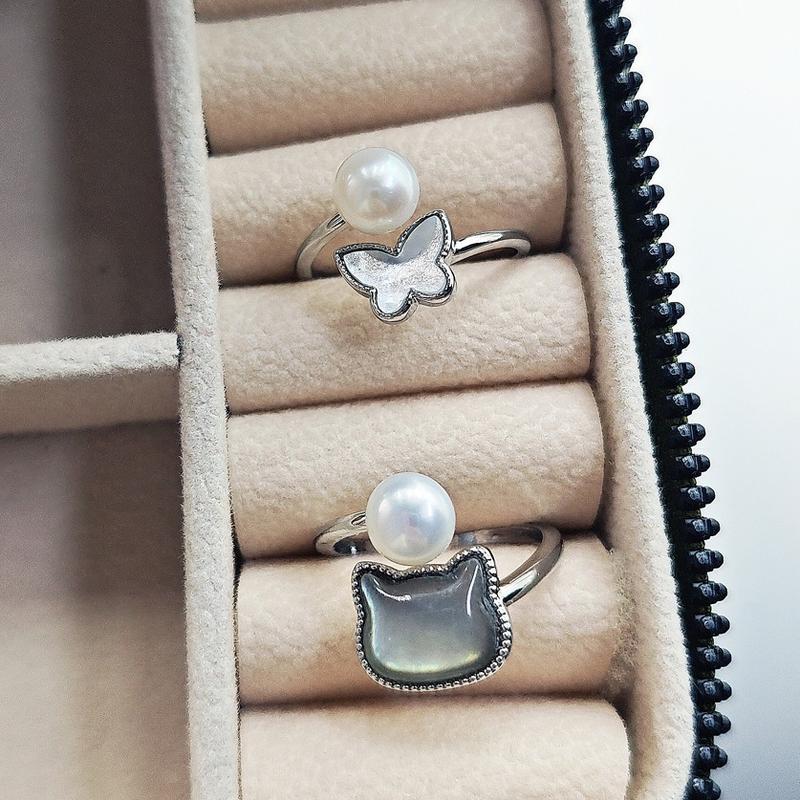 Natural Freshwater Pearl Ring High-Quality Animal Pattern Ring Women'S Daily Wear Ring