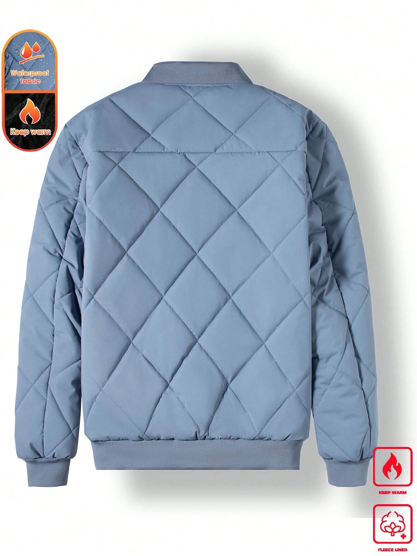 Manfinity Homme Loose Fit Men'S Solid Color Fleece Lined Bomber Jacket
