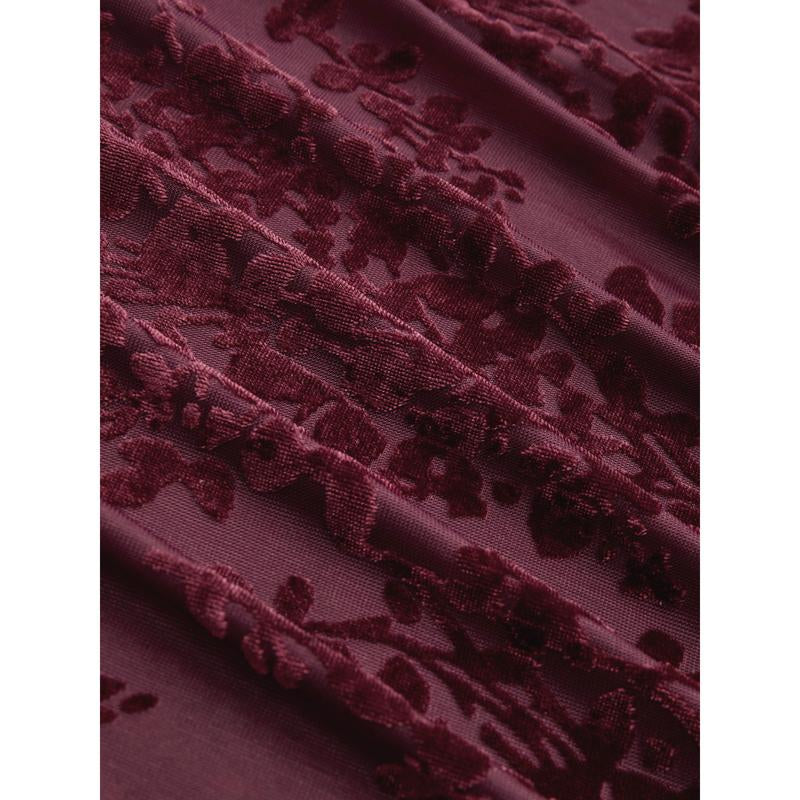 Cider [Size 0-22] Velvet V-Neck Floral Cut Out Knotted Midi Dress