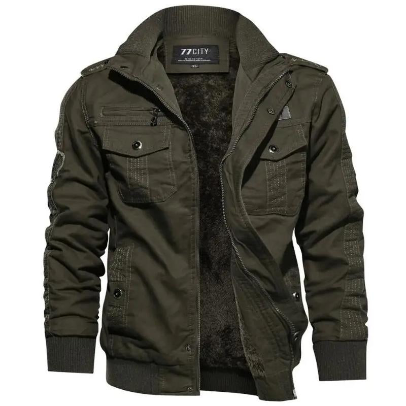 "Men's Black Cargo Winter Jacket - Thick, Warm, Multi-Pocket Casual Coat, High-Quality, Available up to 6XL"