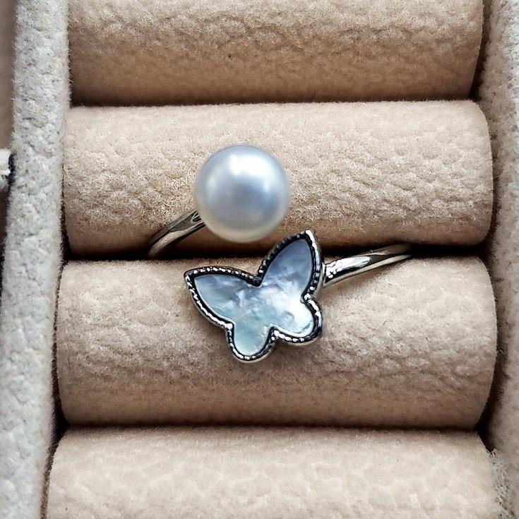 Natural Freshwater Pearl Ring High-Quality Animal Pattern Ring Women'S Daily Wear Ring