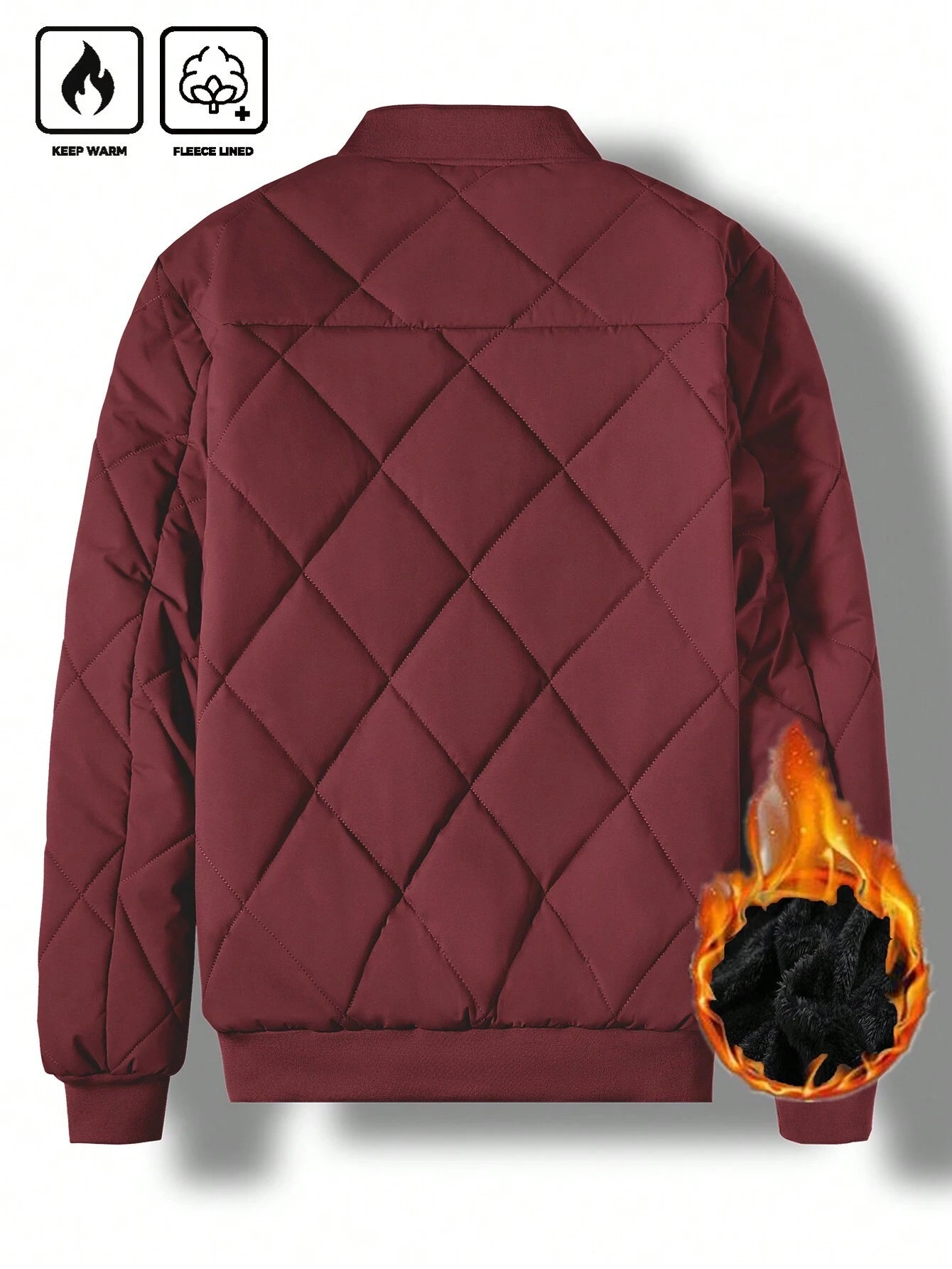 Manfinity Homme Loose Fit Men'S Solid Color Fleece Lined Bomber Jacket