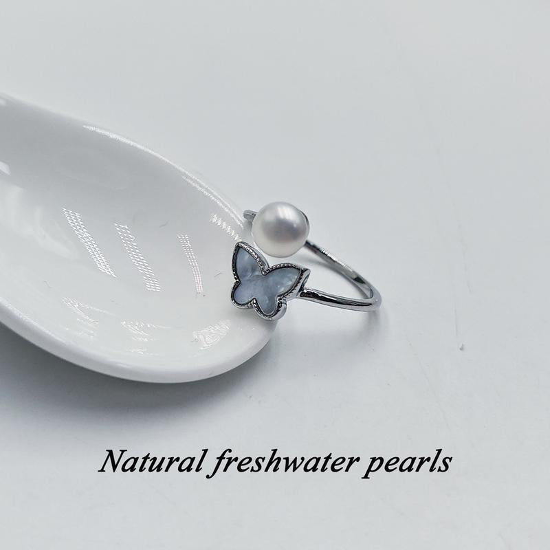Natural Freshwater Pearl Ring High-Quality Animal Pattern Ring Women'S Daily Wear Ring